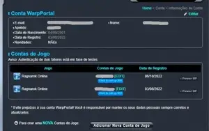 Conta Ragnarok Valhalla 2 em 1