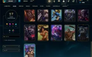 Ouro 3 com 60 Champs e 27 Skins