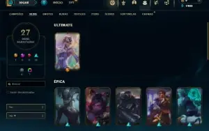 Ouro 3 com 60 Champs e 27 Skins