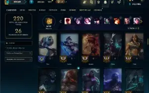 Unranked com 100 Champs e 39 Skins + 9 Vitoriosas