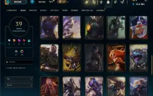 Unranked com 100 Champs e 39 Skins + 9 Vitoriosas