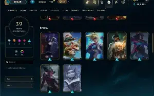 Unranked com 100 Champs e 39 Skins + 9 Vitoriosas