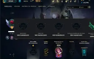 Unranked com 100 Champs e 39 Skins + 9 Vitoriosas