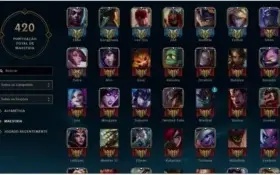Conta de League of Legends Com 107 Campeões +50skins Plat V