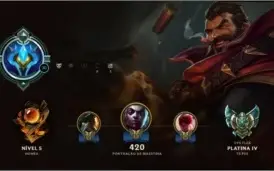 Conta de League of Legends Com 107 Campeões +50skins Plat V