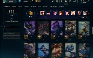 Ouro 4 com 60 Champs e 14 Skins