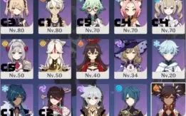 Zhongli + Monac1 + Diluc + Albedo e + AR52