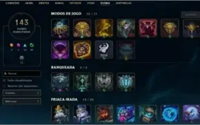 Conta de League of Legends Platina V 211 skins, 143 Icones.