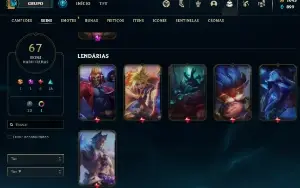 Conta LOL com mais de 145 campeoes e 67 skin + 26 sentinela