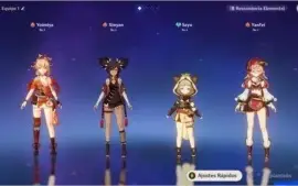 Conta com Yoimiya + Sayu + Yanfei + Xinyan - Genshin Impact