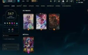 Unranked com TODOS os Champs e 367 Skins ( Nivel 1065 )
