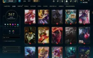 Unranked com TODOS os Champs e 367 Skins ( Nivel 1065 )