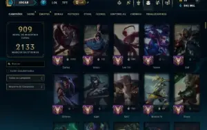 Unranked com TODOS os Champs e 367 Skins ( Nivel 1065 )