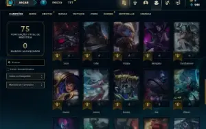 Ouro 3 com 50 Champs e 13 Skins