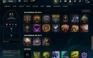 Ouro 3 com 50 Champs e 13 Skins