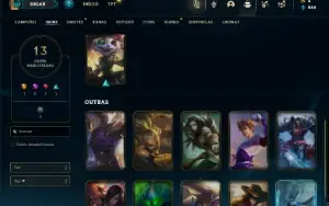 Ouro 3 com 50 Champs e 13 Skins