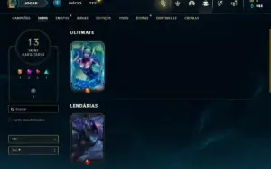 Ouro 3 com 50 Champs e 13 Skins