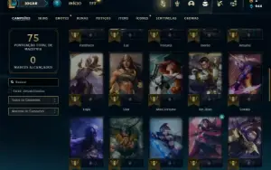 Ouro 3 com 50 Champs e 13 Skins