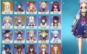 Conta Genshin Impact  - AR 46 - Ayaka, Zhong Entre outros 5*