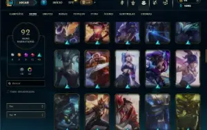 Prata 1 com 85 Champs e 92 Skins + 2 Prestigios