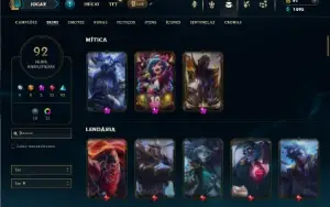 Prata 1 com 85 Champs e 92 Skins + 2 Prestigios
