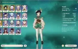 Conta genshin impact ar 51 com 4 personagens 5*