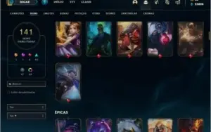 Conta platina 3 com todos os champs e 141 skins 6 Vitoriosas