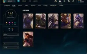 Conta platina 3 com todos os champs e 141 skins 6 Vitoriosas