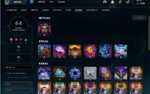Conta platina 4 com 38 Champs e 13 Skins + 2 Fragmentos