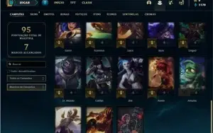 Conta platina 4 com 38 Champs e 13 Skins + 2 Fragmentos