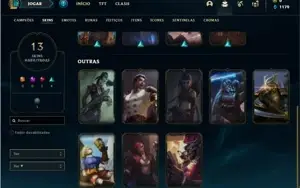 Conta platina 4 com 38 Champs e 13 Skins + 2 Fragmentos