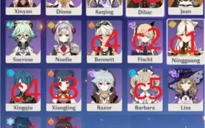 CONTA GENSHIN AR 45+DILUC C1-KEQING-JEAN -VARIOS PERSONAGENS
