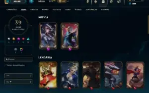 Bronze 4 com 61 Champs e 39 Skins + 2 Prestigios (JG / TOP)
