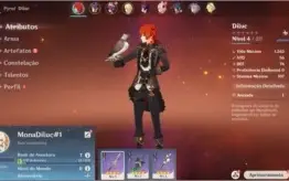 Conta Genshin Impact AR 7 com Diluc + Mona