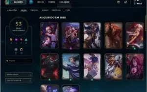 Conta Platina 4, 53 Skins, 107 Campeões e Nivel 95 Season 8!
