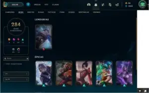 CONTA LOL 284 SKINS LVL 182 FULL CHAMPS, PLAT IV
