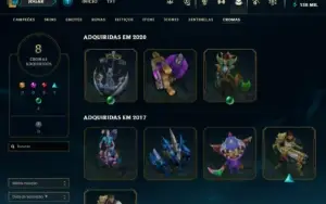Conta LOL Lvl 260 (838 Skins) - Sem Elo (Desapego Total)