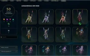 Conta League of Legends low elo com mais de 80 skins
