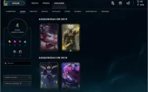 Conta UNRANKED, 3 reembolsos, 4 skins, 14 campeões