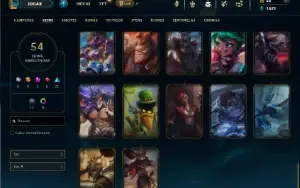 Ouro 3 com 80 Champs e 54 Skins + 1 Prestigio da MF