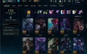 Ouro 3 com 80 Champs e 54 Skins + 1 Prestigio da MF