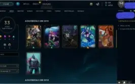 ACC LOL Nível 30 Unranked 33 Skins 65 Champs e 18K EA Barata