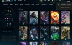 Conta LOL, Platina 4, Todos os Campeões,159 Skins,+TFT Skins
