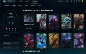 CONTA LEAGUE OF LEGENDS 94 SKINS, PRATA 5, 3 M7, 98 CAMPEÕES