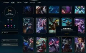 CONTA LEAGUE OF LEGENDS 94 SKINS, PRATA 5, 3 M7, 98 CAMPEÕES