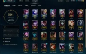 CONTA LEAGUE OF LEGENDS 94 SKINS, PRATA 5, 3 M7, 98 CAMPEÕES