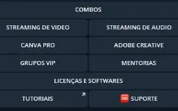 Painel streaming contas e telas NETFLIX, PRIME, HBO ETC