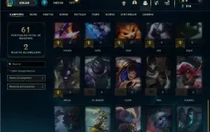 Unranked com 40 Champs e 10 Skins + 3 Fragmentos