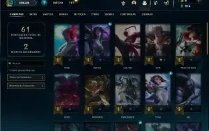 Unranked com 40 Champs e 10 Skins + 3 Fragmentos