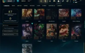 Platina 1 com 50 Champs e 9 Skins + 60 Espolios